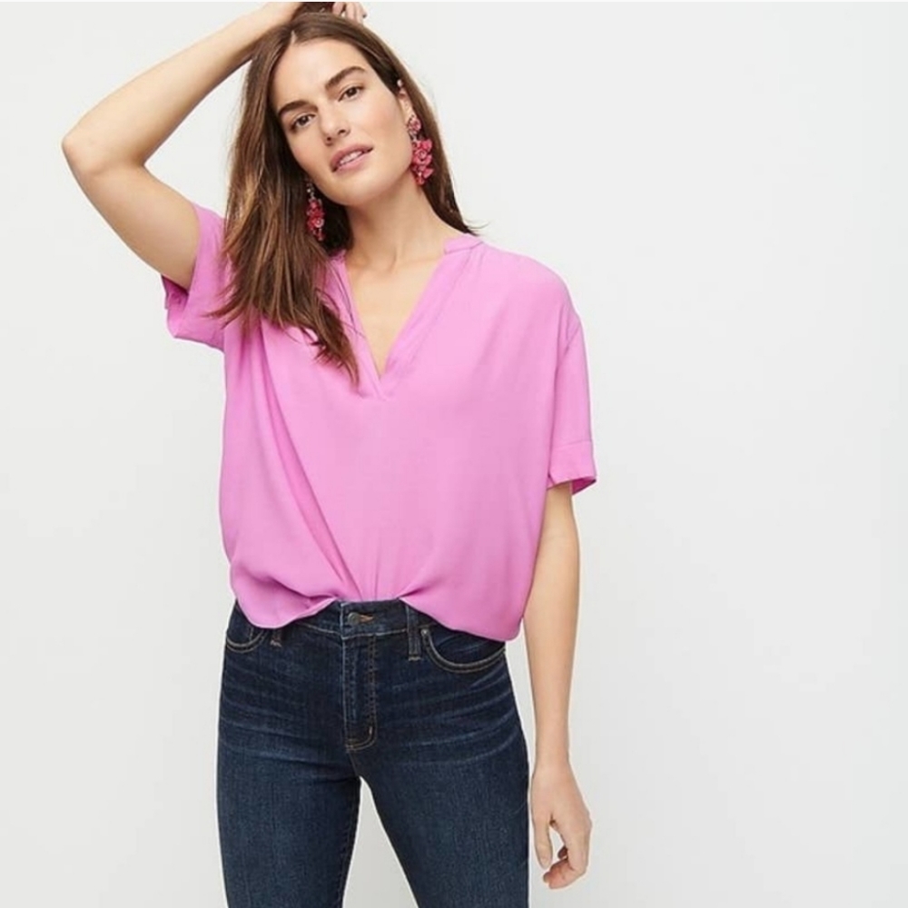 J Crew Drapey Band Collar Popover Top XS